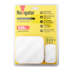 Звонок Navigator (612751) беспроводной с кнопкой 10 мелодий белый - фото 3