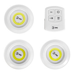 Изображение товара Фонарь пушлайт Эра светодиодный 1 LED 6 Вт на батарейках AAA пластик ИК пульт (Б0052315)