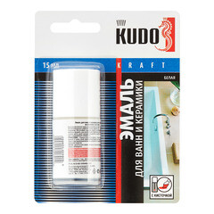 Эмаль для ванн и керамики Kudo Kraft белая с кисточкой глянцевая 15 мл - фото 2
