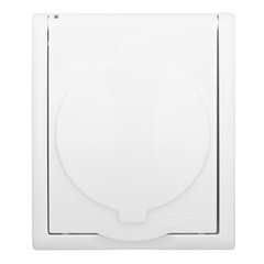 Изображение товара Розетка Simon 15 Aqua накладная белая с крышкой (1594445-030)