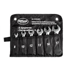 Набор гаечных ключей с трещоткой AV Steel 8-17 мм (AV-035362) (6 шт.) - фото 1
