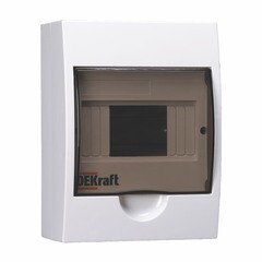 Изображение товара Щит распределительный навесной Dekraft пластиковый IP41 200х148х96 мм 6 модулей непрозрачная дверь
