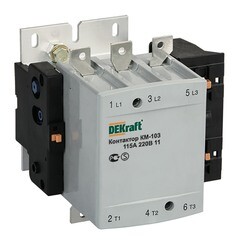 Изображение товара Контактор модульный Dekraft КМ-103 220 В 115 А тип AC 1НО+1НЗ (22150DEK)