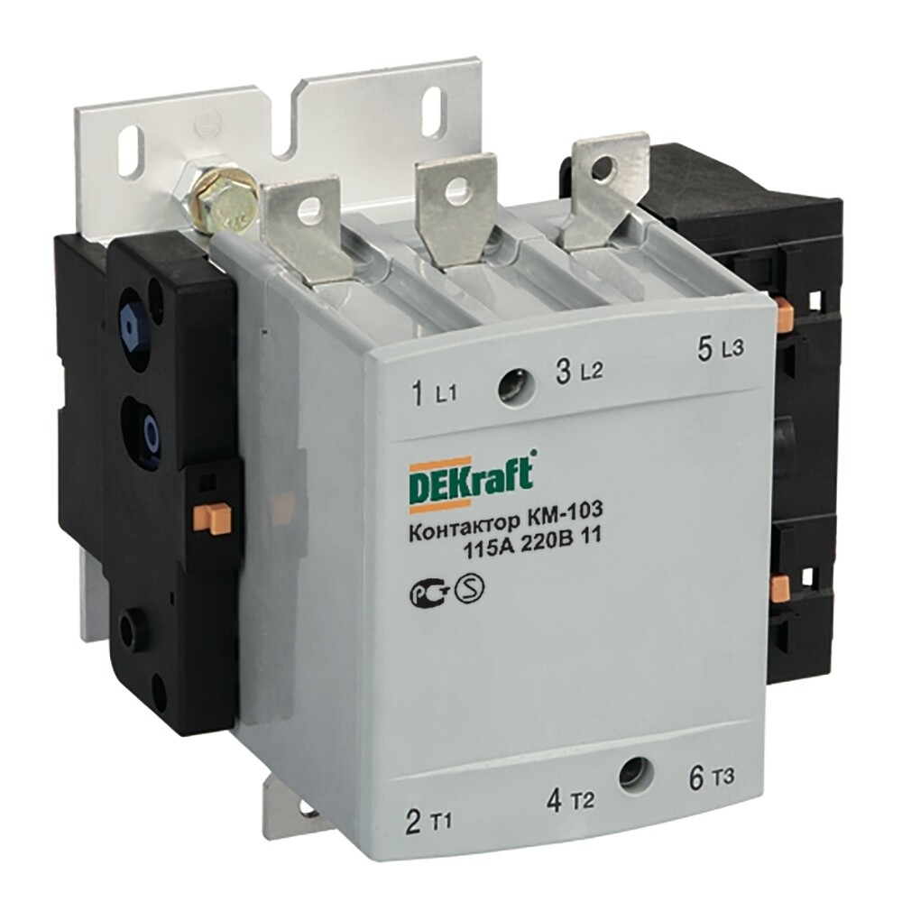 Изображение товара Контактор модульный Dekraft КМ-103 (22150DEK) 220-230 В 115 А тип AC 1НО+1Н3