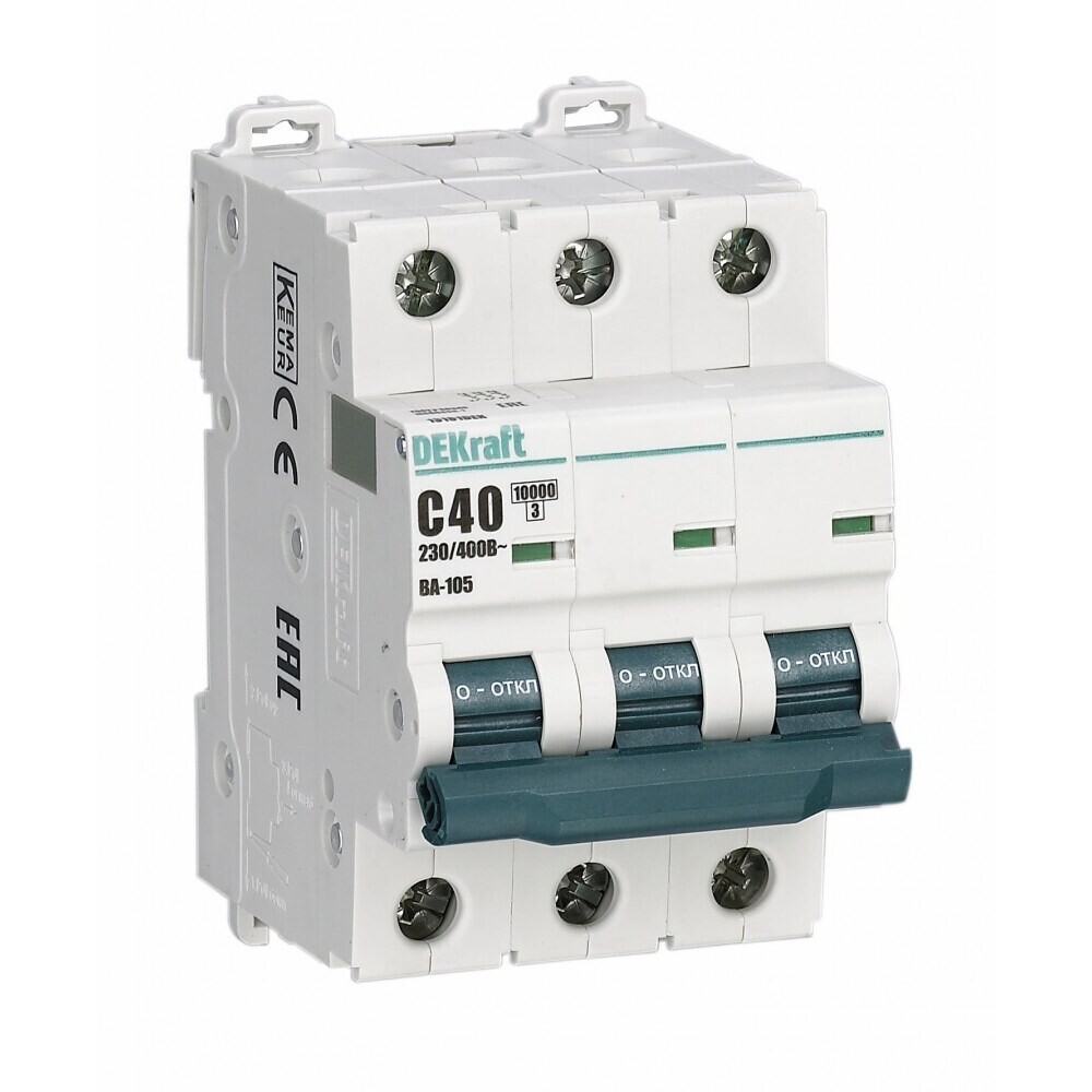Изображение товара Автоматический выключатель модульный Dekraft ВА105-3P-010A-C 10А 3П IP20
