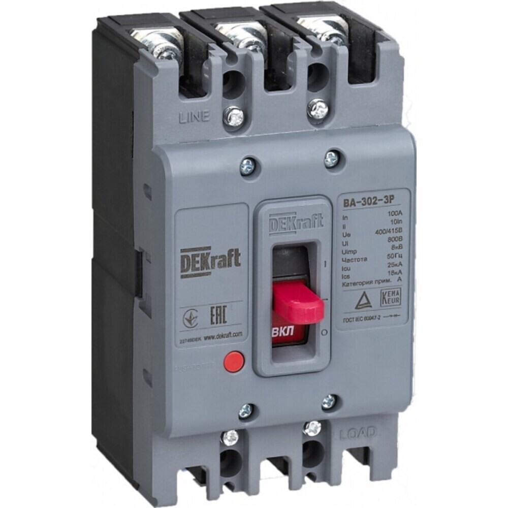 Изображение товара Автоматический выключатель Dekraft ВА-302 3P 20А 25 кА 415 В