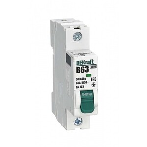 Автоматический выключатель модульный Dekraft ВА-103 1P 63А тип B 6 кА 240 В (12215DEK)