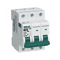 Изображение товара Автоматический выключатель модульный Dekraft ВА-103 3P 10А тип D 6 кА 400 В (12555DEK)