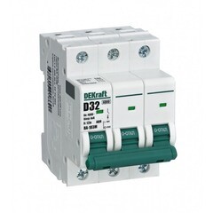 Изображение товара Автоматический выключатель модульный Dekraft ВА-103 3P 32А тип D 6 кА 400 В (12559DEK)