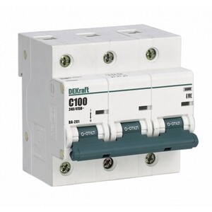 Автоматический выключатель модульный Dekraft ВА-201 3P 125А тип D 10 кА 400 В (13031DEK)