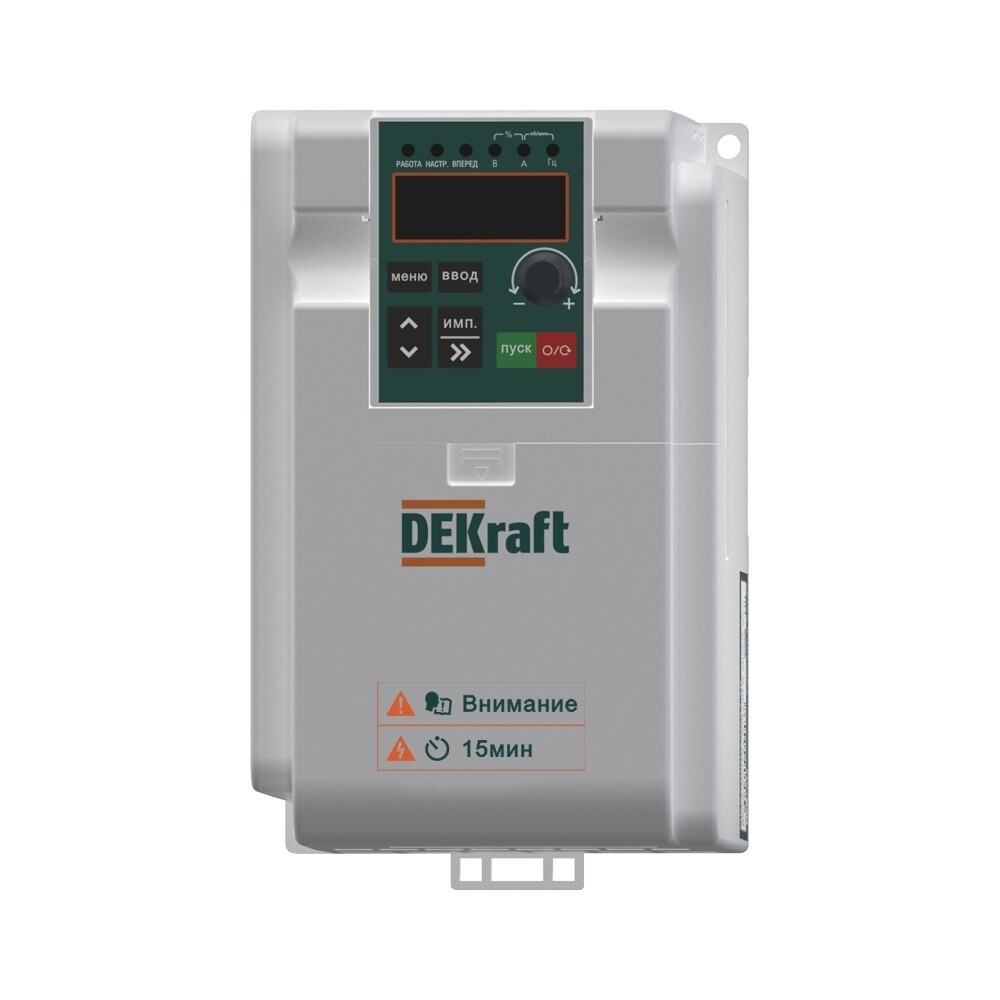 Изображение товара Преобразователь частоты Dekraft DEKV060 1P 27А 240 В на DIN-рейку
