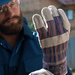 Перчатки спилковые комбинированные утепленные серые 10 (XL) - фото 9