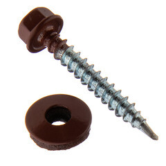 Саморезы кровельные с буром 35х4,8 мм металл-дерево красные RAL 3009 (60 шт.) - фото 2