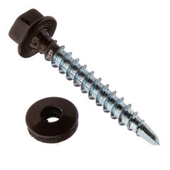 Саморезы кровельные с буром 35х4,8 мм металл-дерево коричневые RAL 8017 (60 шт.) - фото 2