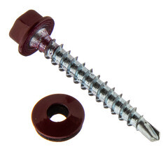 Саморезы кровельные с буром 35х4,8 мм металл-дерево красное вино RAL 3005 (60 шт.) - фото 3