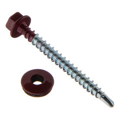 Саморезы кровельные с буром 50х4,8 мм металл-дерево красное вино RAL 3005 (40 шт.) - фото 2
