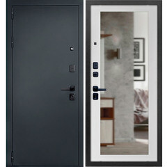 Изображение товара Дверь входная Дверной континент Брест левая антик серебро - белый матовый с зеркалом 960х2050 мм