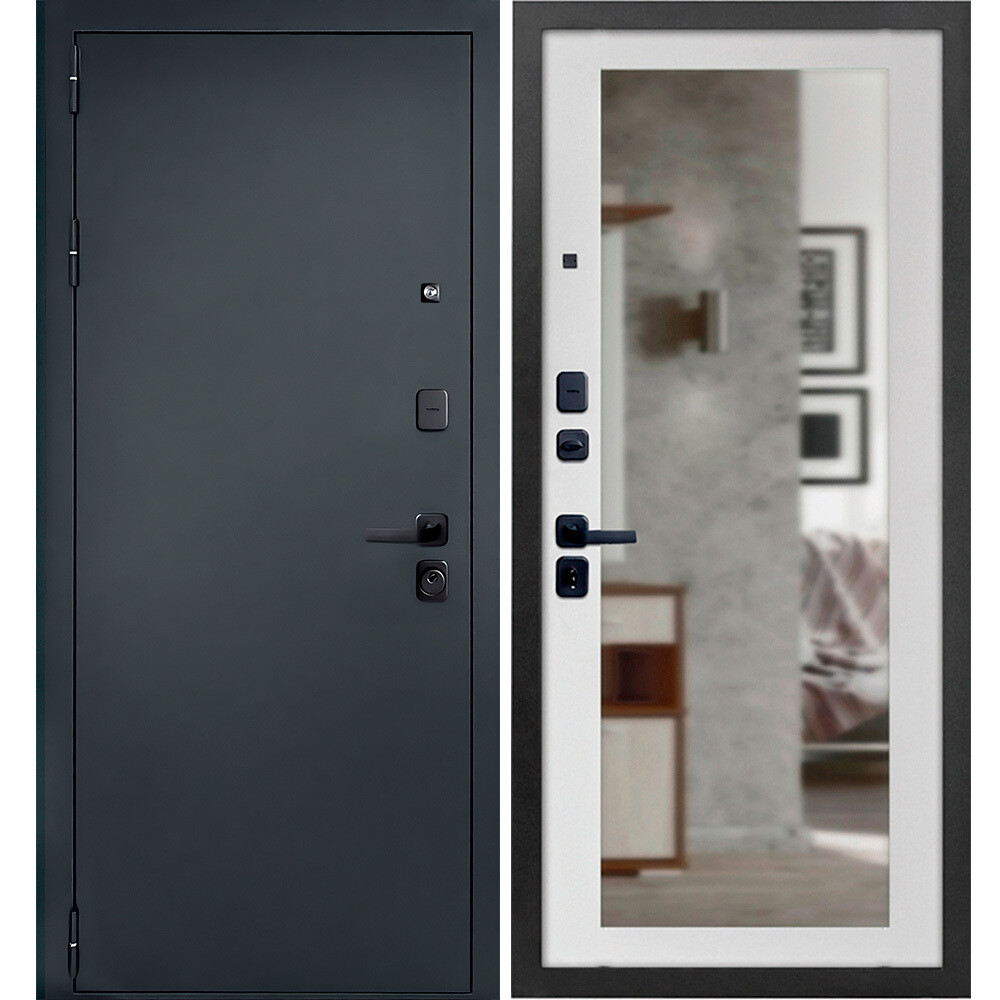 Изображение товара Входная дверь Брест левая антик серебро с зеркалом, металл, 960x2050 мм