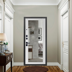 Дверь входная Дверной континент Брест левая антик серебро - белый матовый с зеркалом 960х2050 мм - фото 2