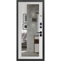 Дверь входная Дверной континент Брест правая антик серебро - белый матовый с зеркалом 960х2050 мм - фото 4