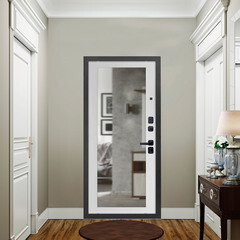 Дверь входная Дверной континент Брест правая антик серебро - белый матовый с зеркалом 960х2050 мм - фото 3