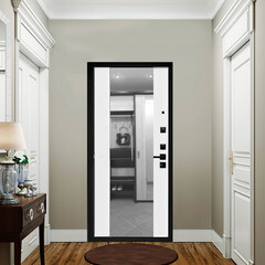 Дверь входная Дверной континент Палермо правая черный кварц - ясень белый софт с зеркалом 960х2050 мм - фото 2