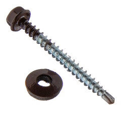 Саморезы кровельные с буром 50х4,8 мм металл-дерево коричневые RAL 8017 Daxmer (250 шт.) - фото 2