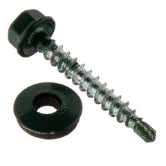 Саморезы кровельные с буром 35х4,8 мм металл-дерево зеленые RAL 6005 Daxmer (250 шт.) - фото 2