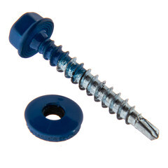 Саморезы кровельные с буром 35х4,8 мм металл-дерево синие RAL 5005 Daxmer (250 шт.) - фото 3