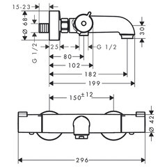 Смеситель для ванны Hansgrohe Ecostat хром термостатический с коротким изливом без лейки (13201000) - фото 2