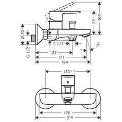 Смеситель для ванны Hansgrohe Vernis Blend черный однорычажный с коротким изливом без лейки (71440670) - фото 10