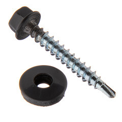 Саморезы кровельные с буром 35х4,8 мм металл-дерево графитовый серый RAL 7024 Daxmer (250 шт.) - фото 4