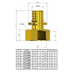 Соединитель прямой Tiemme 20 мм х 1/2 ВР(г) латунь (1710186) - фото 2