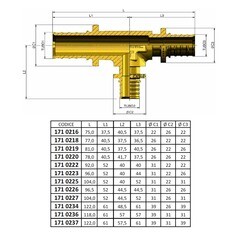 Тройник Tiemme 25 х 20 х 25 мм латунь (1710227) - фото 2