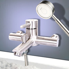 Смеситель для ванны ARGOtech Solid сатин однорычажный с коротким изливом с лейкой (35-05 SOLID) - фото 3