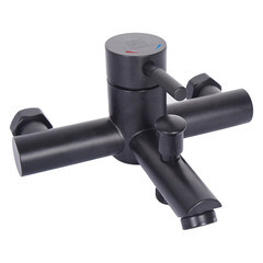 Смеситель для ванны ARGOtech Solid черный однорычажный с коротким изливом с лейкой (35-05 SOLID black) - фото 4