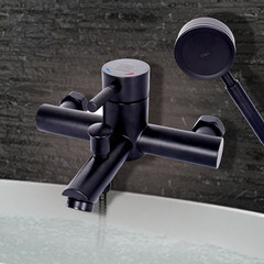 Смеситель для ванны ARGOtech Solid черный однорычажный с коротким изливом с лейкой (35-05 SOLID black) - фото 3