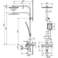 Душевая система ARGOtech Hard с верхним душем с лейкой с изливом сталь (35-05/C HARD) - фото 2