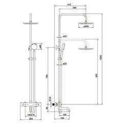 Душевая система ARGOtech Solid с верхним душем с лейкой с изливом сталь (35-05/C SOLID) - фото 2