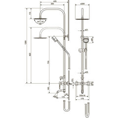Душевая система ARGOtech Steel с верхним душем с лейкой с изливом сталь (35-05/C STEEL) - фото 12
