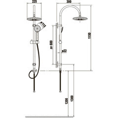 Душевой комплект ARGOtech Agnes с верхним душем с лейкой черный (AGD 25.1101 B) - фото 2