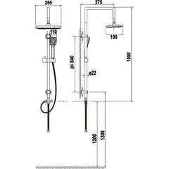 Душевой комплект ARGOtech Amanda с верхним душем с лейкой черный (AGD 25.1208 B) - фото 6