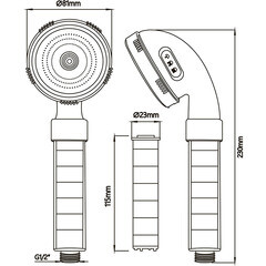 Лейка для душа ARGOtech Super-Jet d81 мм 3 режима без шланга пластик хром (AGD 20.1312 B) - фото 2