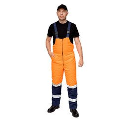 Изображение товара Полукомбинезон рабочий мужской утепленный Дарина Сигнальщик 52-54 рост 170-176 см темно-синий/оранжевый
