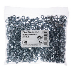 Гайка шестигранная оцинкованная М6 DIN 934 (1 кг) - фото 2