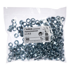 Гайка шестигранная оцинкованная М8 DIN 934 (1 кг) - фото 2