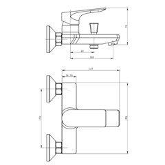 Смеситель для ванны Esko Eiger хром однорычажный с коротким изливом с лейкой (EG 54) - фото 3