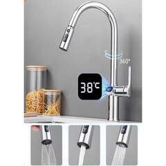 Смеситель для кухни Esko K15 хром с высоким изливом с вытяжной лейкой однорычажный (К15 LED) - фото 3