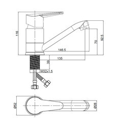 Смеситель для кухни и раковины Voda Breeze однорычажный с поворотным изливом хром (BZ 15) - фото 2