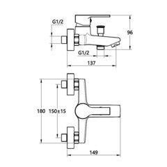 Смеситель для ванны Voda Fin хром однорычажный с коротким изливом без лейки (FN 54) - фото 2